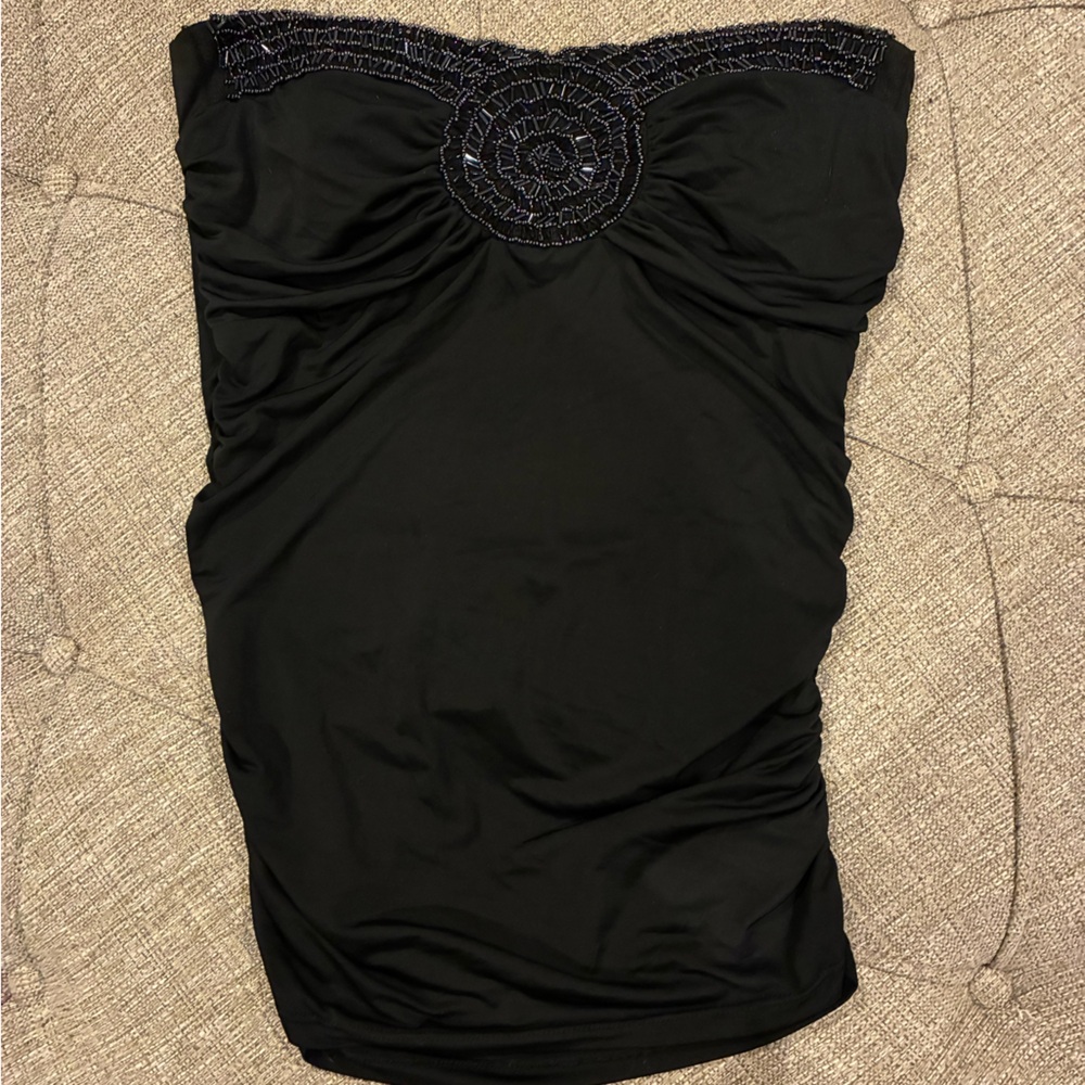 Mandee Black Strapless top with Beaded Accents